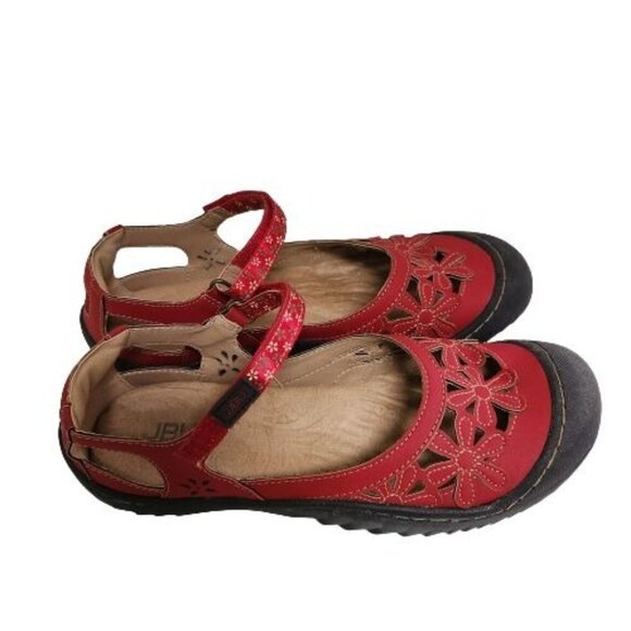 JBU Jambu Wildflower Flats Red Vegan Leather Size 10M - Picture 1 of 12